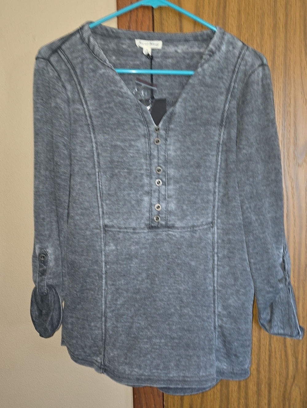 Jane and Delancey Gray Button-Placket Tunic